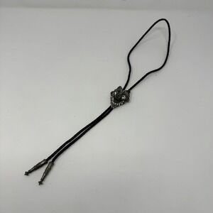 Vintage Pewter Wolf Bolo Tie‎ Western Unisex Braided EJC 96 Signed